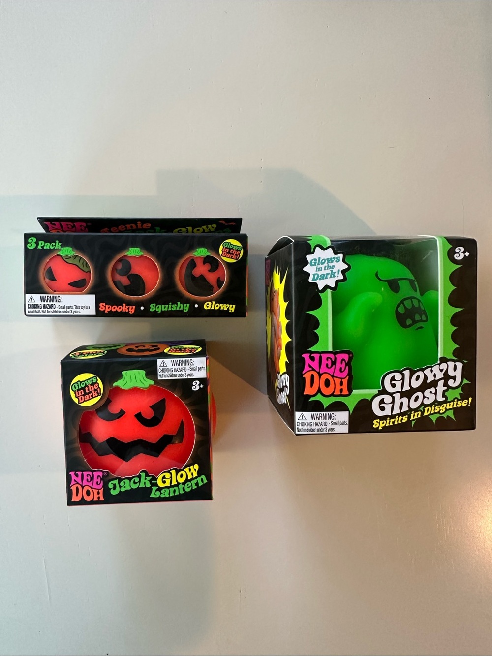 🎃👻 NeeDoh Halloween Bundle – 5 Squishies! 👻🎃  Glowy ghost and Jack Glow Lanterns